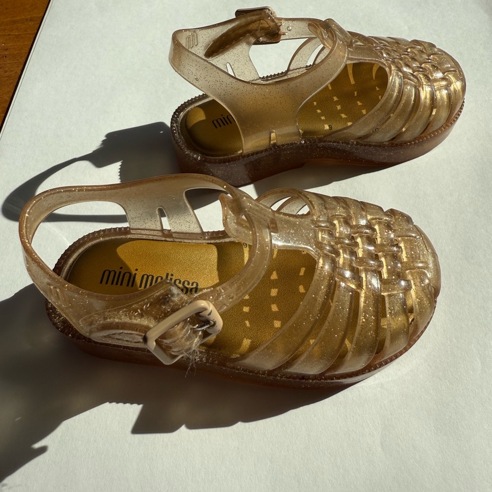 Mini Melissa Kids Glittery Gold Sandals